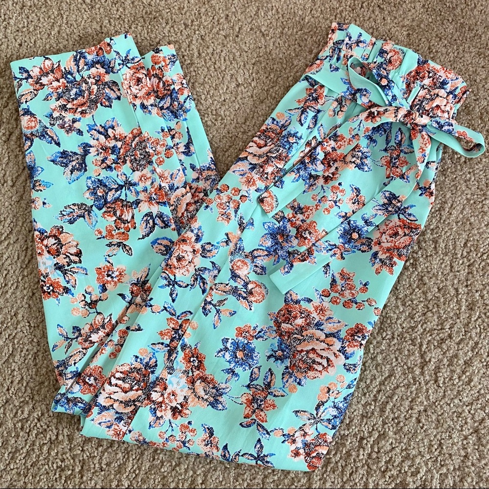 PINKYOTTO MINT FLORAL TIEFRONT JOGGER PANT SM